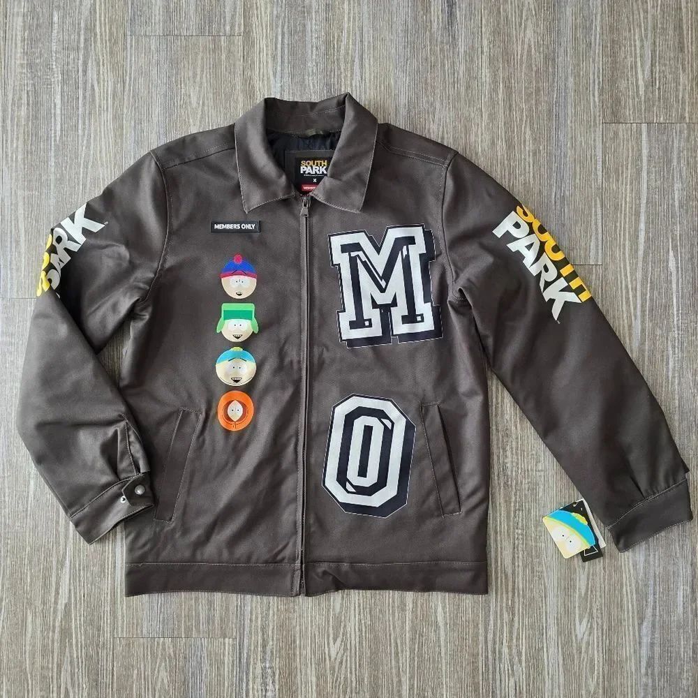 Members Only X South Park Limited Edition Jacket Dark Green Full Zip Collared M